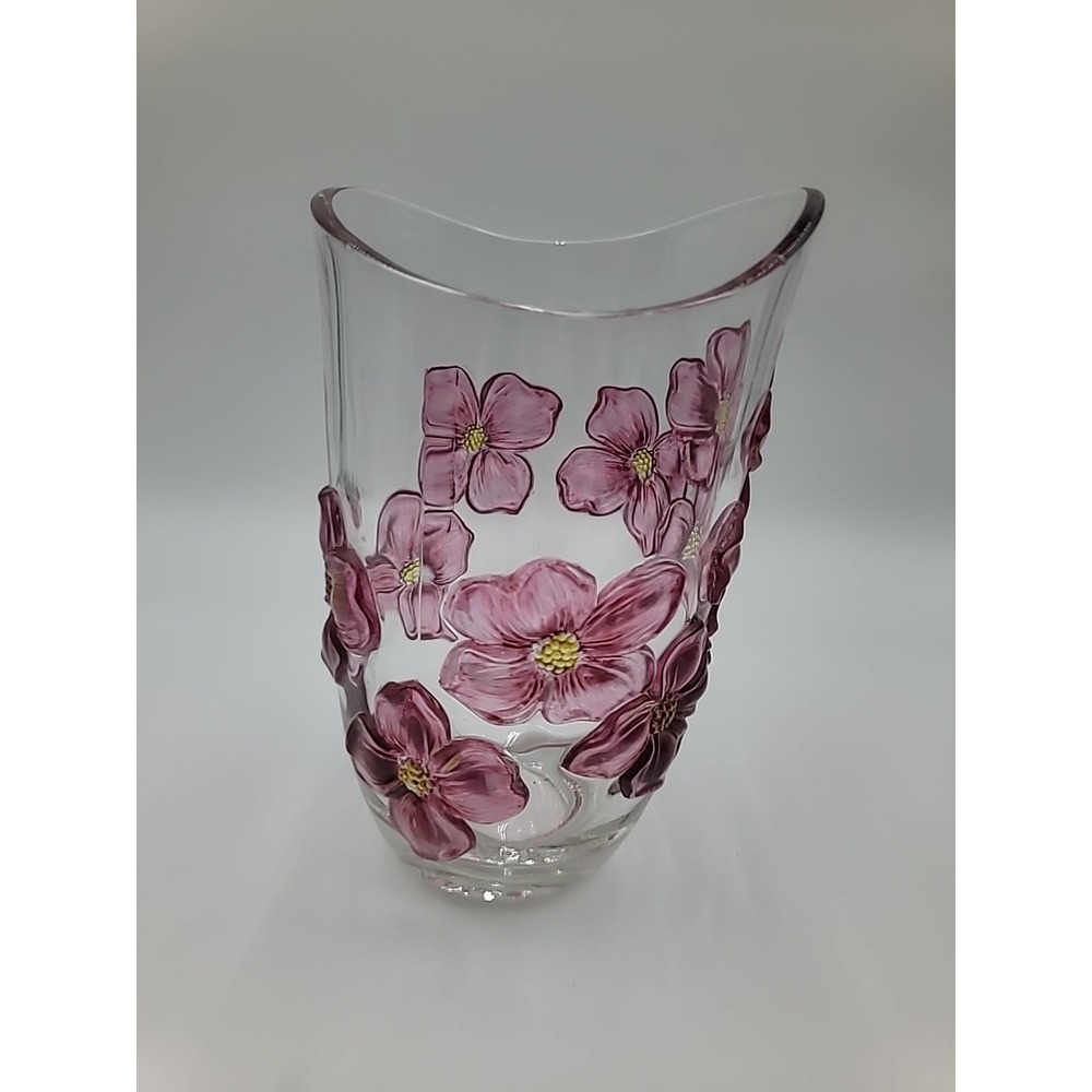 VTG Indiana Lancaster Colony Pink Cranberry Flashed Dogwood Vase Flowers Floral - Picture 3 of 11